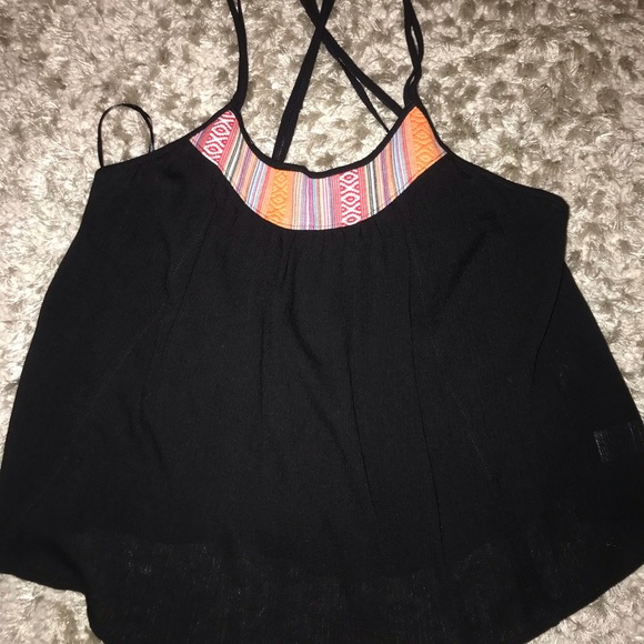 FASHION ON EARTH Tops - BLACK CRISSCROSS BACK CROP FASHION ON EARTH Tops - BLACK CRISSCROSS BACK CROP